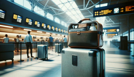 trousse de toilette sur une valise d'aéroport pendant l'enregistrement