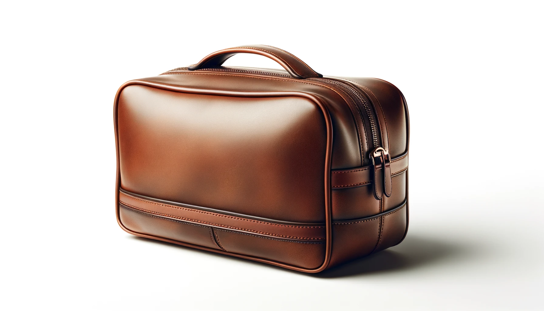 Trousse de Toilette en cuir  dans un fond blanc professionel