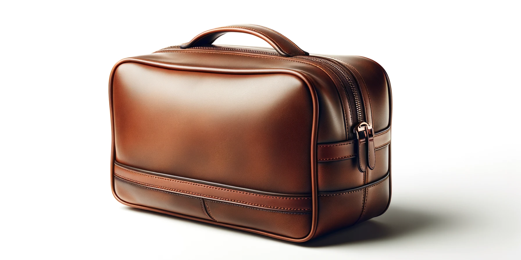 Trousse de Toilette en cuir  dans un fond blanc professionel