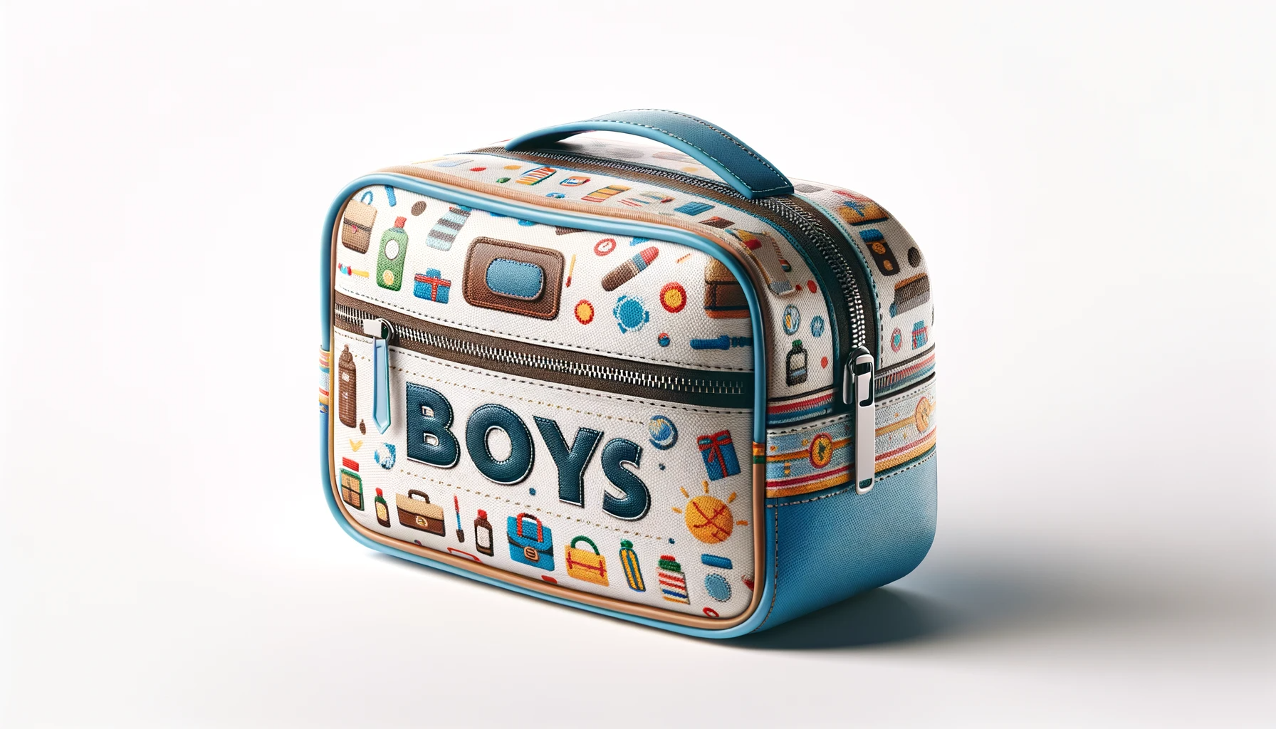 Trousse de Toilette garçon dans un fond blanc professionel