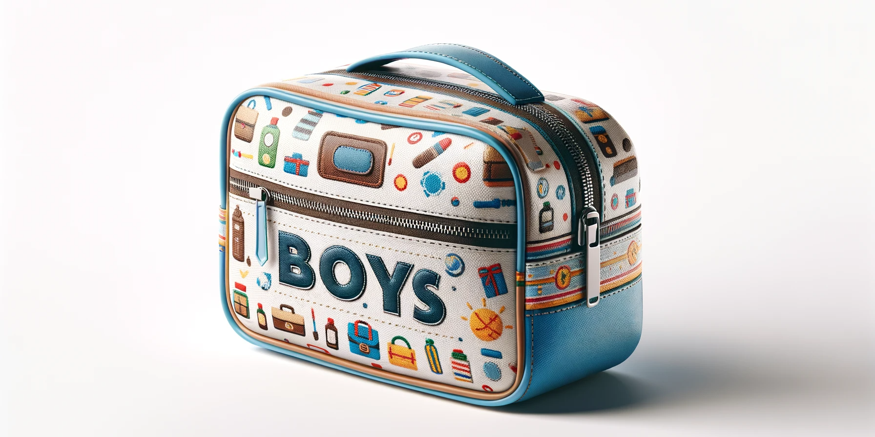 Trousse de Toilette garçon dans un fond blanc professionel