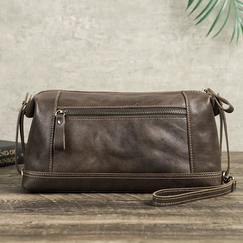 Grande Trousse de Toilette Cuir Café