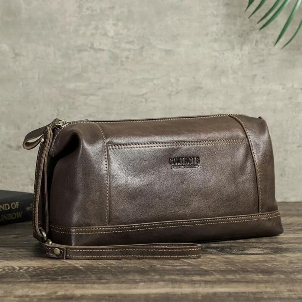 Grande Trousse de Toilette Cuir Café