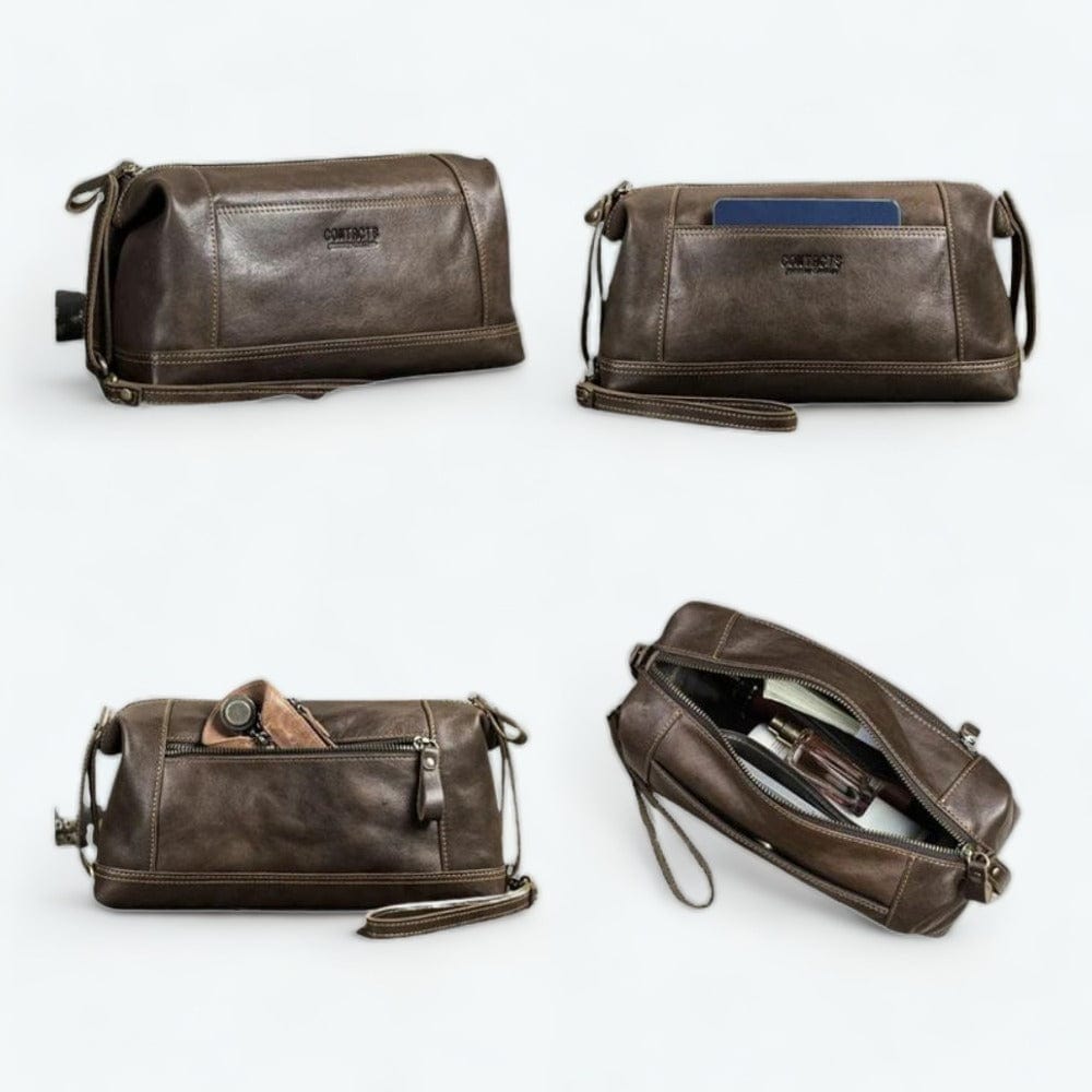 Grande Trousse de Toilette Cuir Café