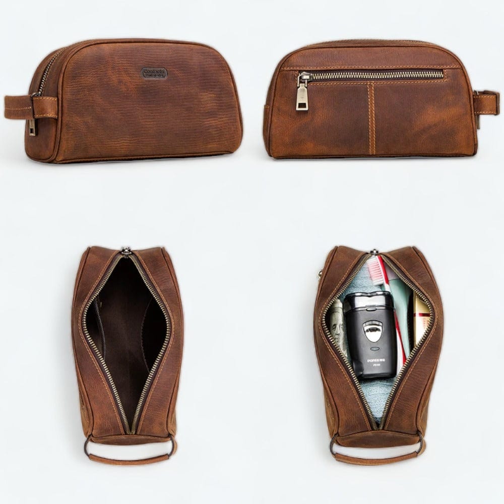 Grande Trousse de Toilette Cuir Marron Marron