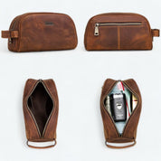 Grande Trousse de Toilette Cuir Marron Marron