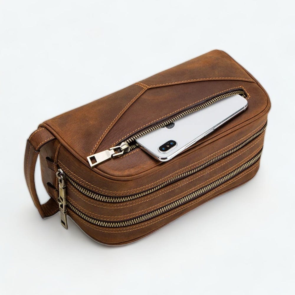 Grande Trousse de Toilette Cuir Marron Marron