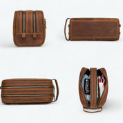 Grande Trousse de Toilette Cuir Marron Marron
