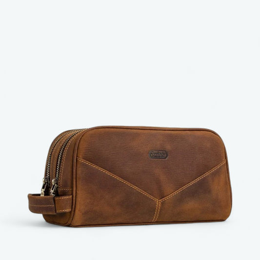 Grande Trousse de Toilette Cuir Marron Marron