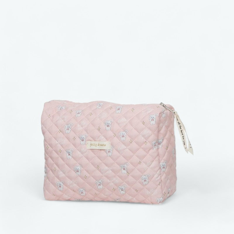 Grande Trousse de Toilette Gaze de Coton Rose
