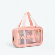 Grande Trousse de Toilette Transparente Femme Rose