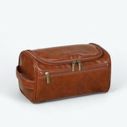 Trousse de Toilette Femme Rigide en Simili Cuir Marron