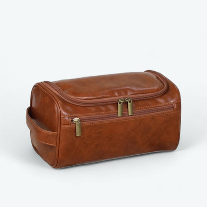 Trousse de Toilette Femme Rigide en Simili Cuir Marron