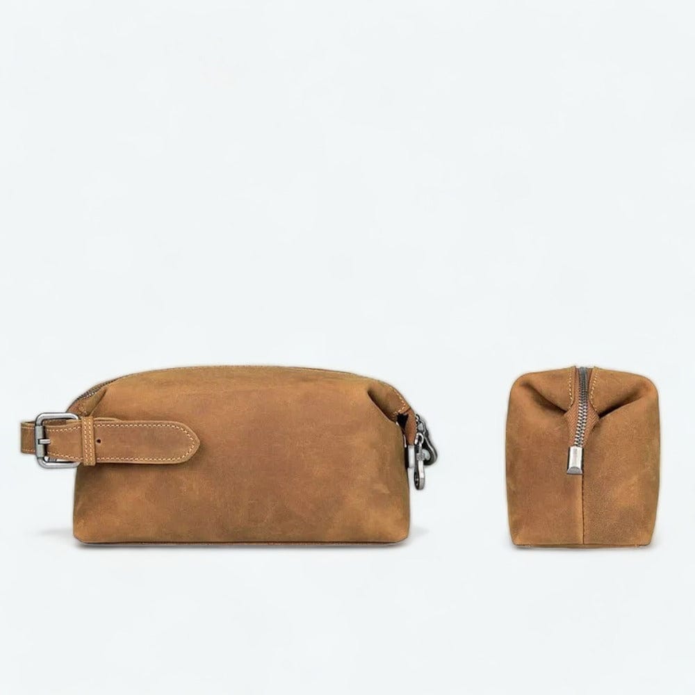 Trousse de Toilette Homme Cuir Marron Marron clair