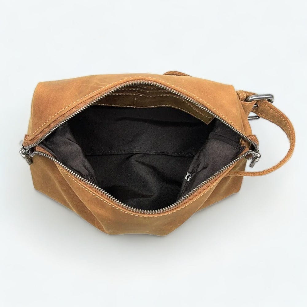 Trousse de Toilette Homme Cuir Marron Marron clair