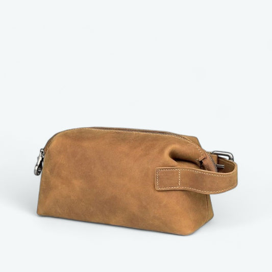 Trousse de Toilette Homme Cuir Marron Marron clair