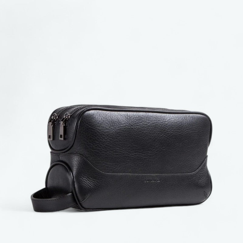 Trousse de Toilette Homme Cuir Noir Noir