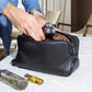 Trousse de Toilette Homme Cuir Noir Noir