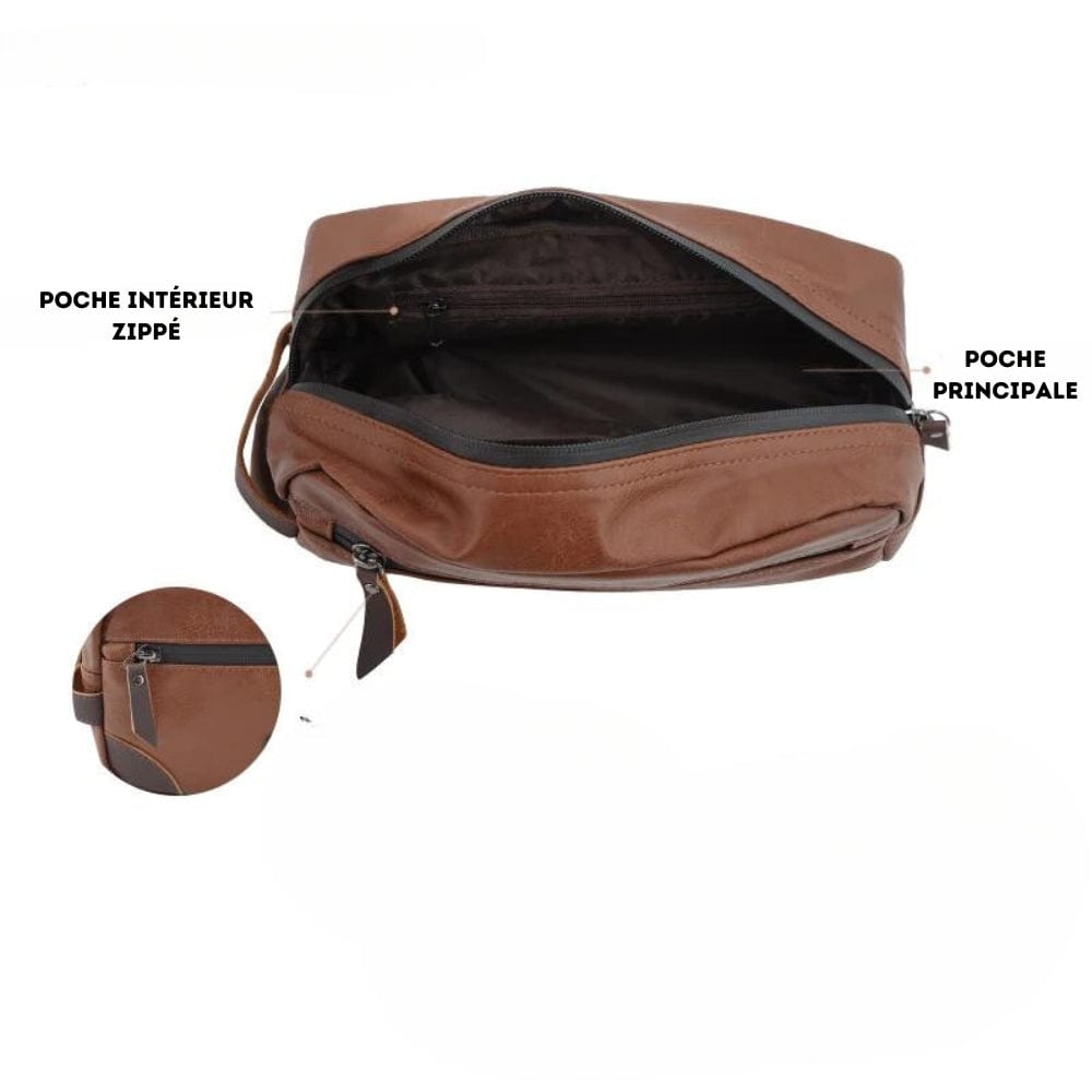 Trousse de Toilette Homme Simili Cuir
