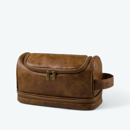 Trousse de Toilette Vintage Marron Ambré