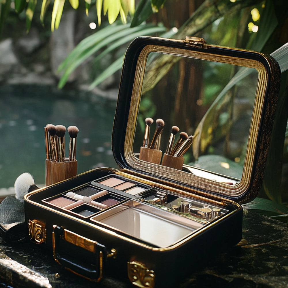 une_valise_de_maquillage_ouverte_avec_un_mirroir_a_l_interieur_des_pinceaux_de_maquillage_ainsi_que_differents_accessoire_a_l_interieur_dans_une_salle_de_bain_exotique_boisee.jpg