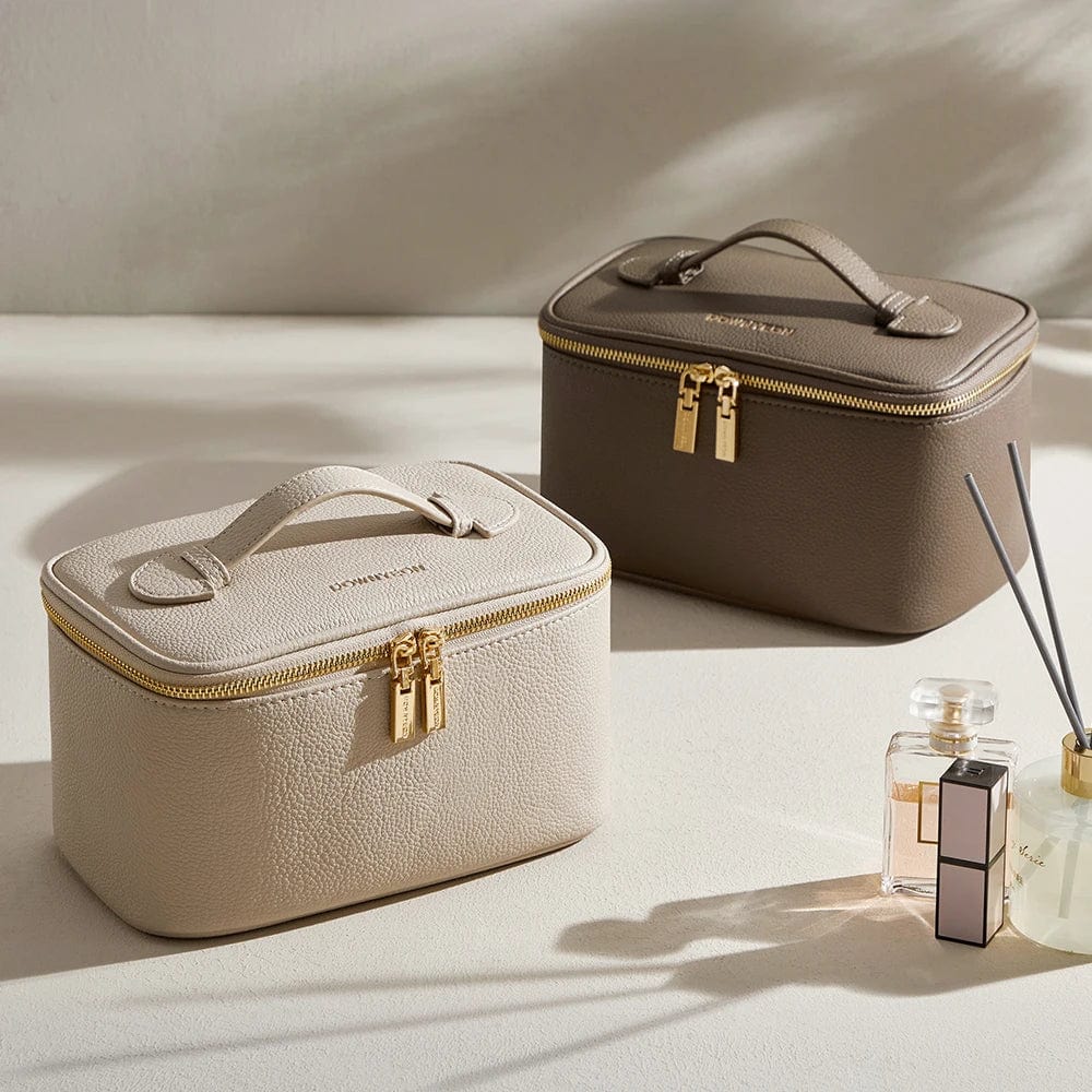 Vanity Case Cuir Femme Beige